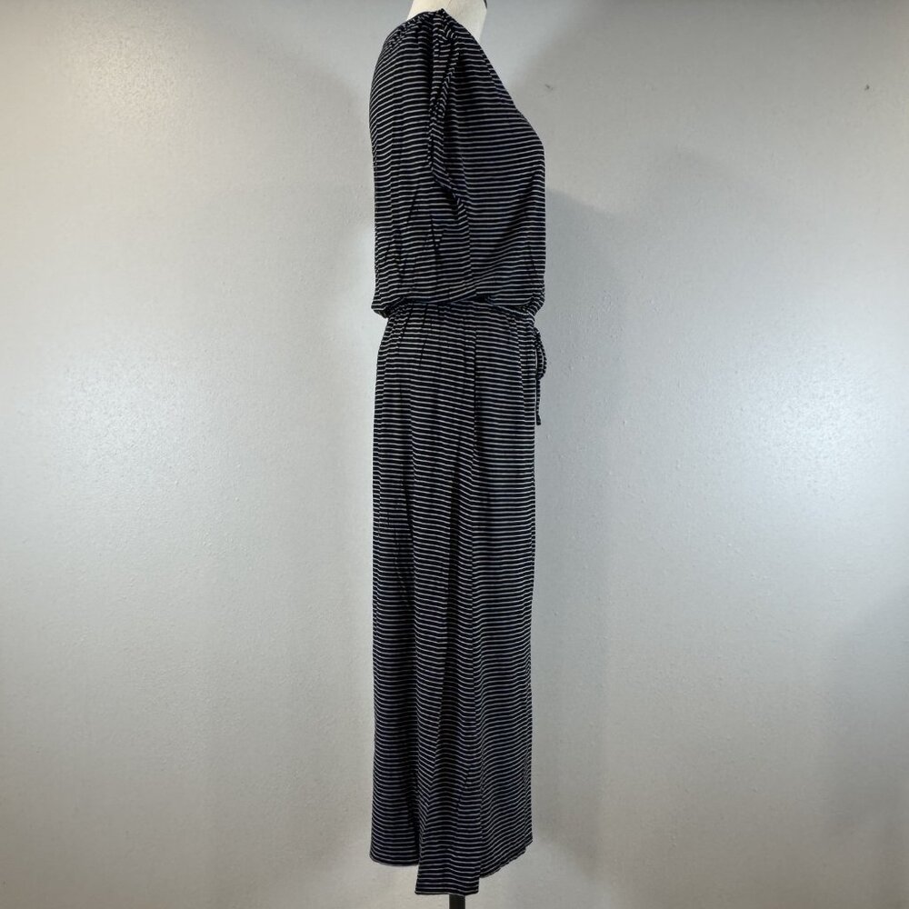 24/7 Maurices Women Size M Black White Striped Sleeveless Dress Drawstring Waist - Picture 4 of 15